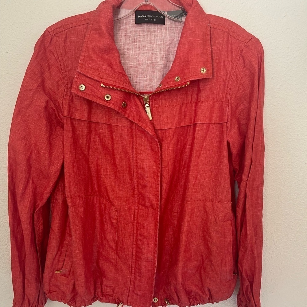 Dana buchman paprika exquisite orange coated linen jacket